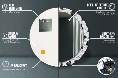 Espelho decorativo redondo Arranjo de flores linear