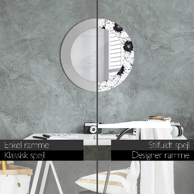 Espelho decorativo redondo Arranjo de flores linear