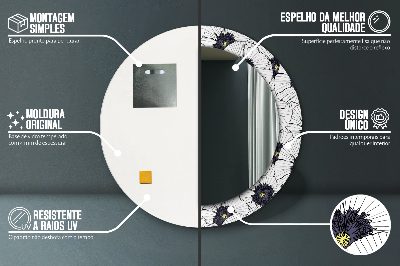 Espelho decorativo redondo Arranjo de flores linear