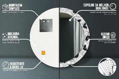 Espelho decorativo redondo Arranjo de flores linear