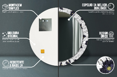 Espelho decorativo redondo Arranjo de flores linear