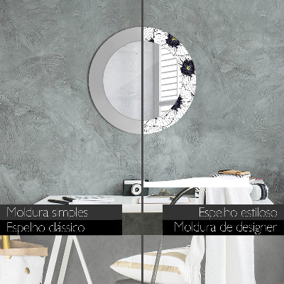 Espelho decorativo redondo Arranjo de flores linear