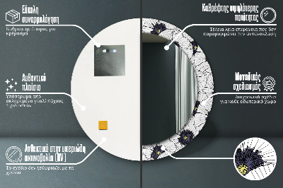 Espelho decorativo redondo Arranjo de flores linear