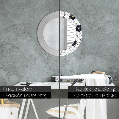 Espelho decorativo redondo Arranjo de flores linear