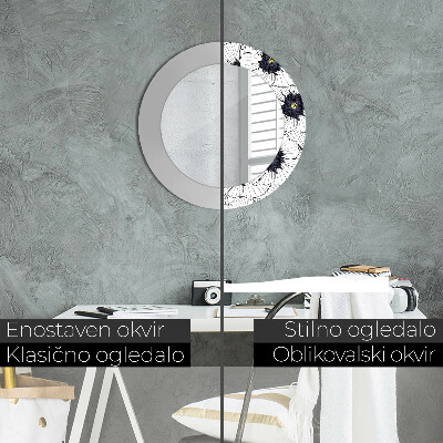 Espelho decorativo redondo Arranjo de flores linear