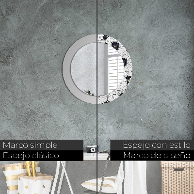 Espelho decorativo redondo Arranjo de flores linear