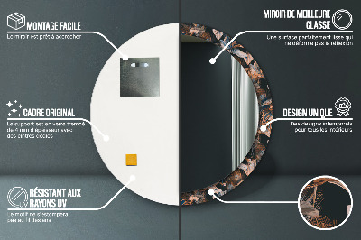 Espelho redondo decorativo Folhas tropicais escuras