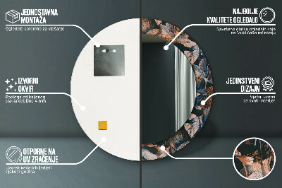 Espelho redondo decorativo Folhas tropicais escuras