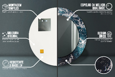 Espelho decorativo redondo Mar tempestuoso