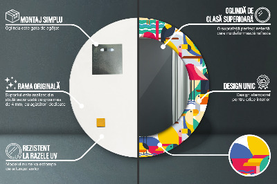 Espelho decorativo redondo Pássaros tropicais geométricos