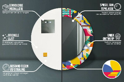 Espelho decorativo redondo Pássaros tropicais geométricos