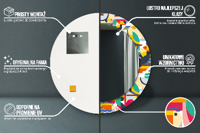 Espelho decorativo redondo Pássaros tropicais geométricos