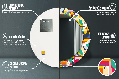 Espelho decorativo redondo Pássaros tropicais geométricos