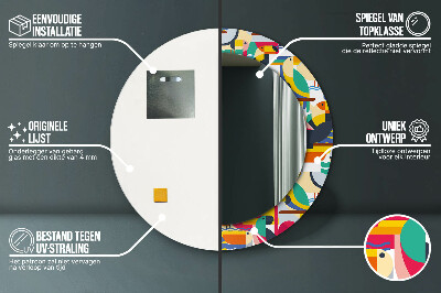 Espelho decorativo redondo Pássaros tropicais geométricos