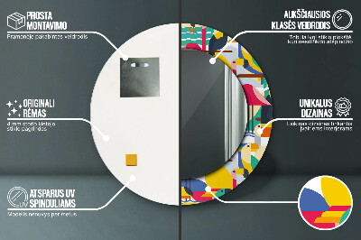 Espelho decorativo redondo Pássaros tropicais geométricos