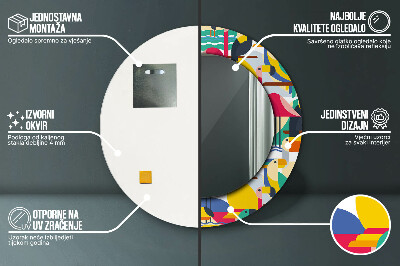 Espelho decorativo redondo Pássaros tropicais geométricos