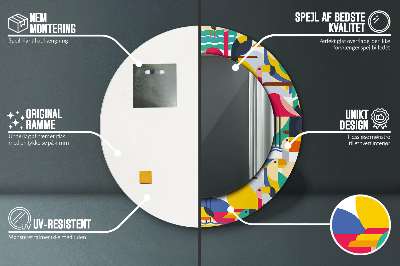 Espelho decorativo redondo Pássaros tropicais geométricos