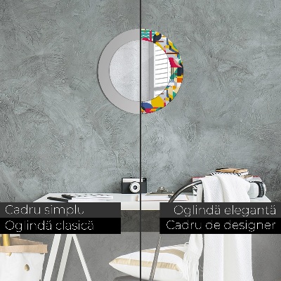 Espelho decorativo redondo Pássaros tropicais geométricos