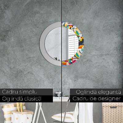 Espelho decorativo redondo Pássaros tropicais geométricos