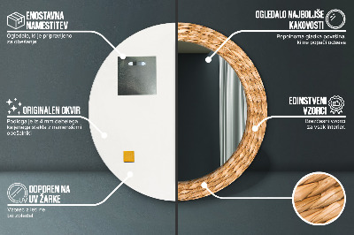 Espelho redondo decorativo Textura de junco