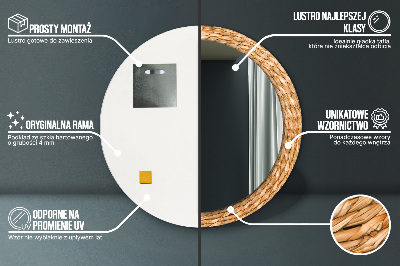 Espelho redondo decorativo Textura de junco