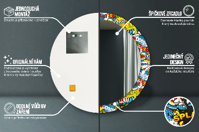 Espelho decorativo redondo Padrão estilo história em quadrinhos