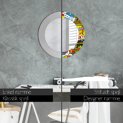 Espelho decorativo redondo Padrão estilo história em quadrinhos