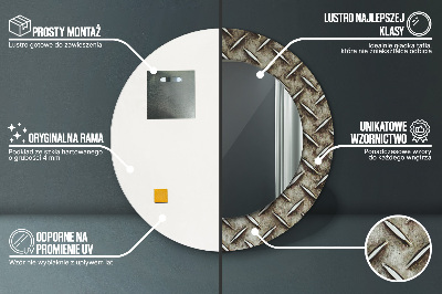 Espelho redondo decorativo Textura de aço