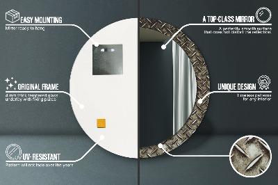 Espelho redondo decorativo Textura de aço