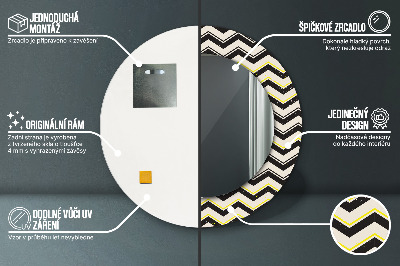 Espelho decorativo redondo Padrão em ziguezague