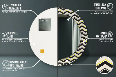 Espelho decorativo redondo Padrão em ziguezague