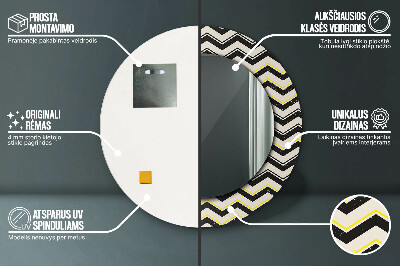 Espelho decorativo redondo Padrão em ziguezague