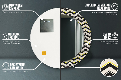 Espelho decorativo redondo Padrão em ziguezague