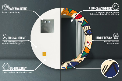 Espelho decorativo redondo Estilo pop art