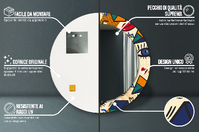 Espelho decorativo redondo Estilo pop art