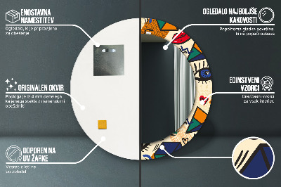 Espelho decorativo redondo Estilo pop art