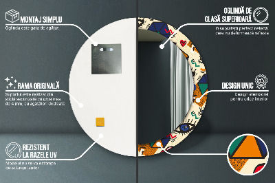 Espelho decorativo redondo Estilo pop art