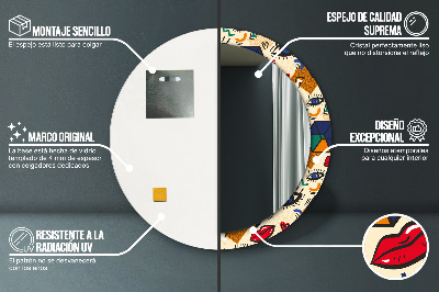 Espelho decorativo redondo Estilo pop art