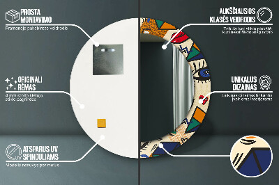 Espelho decorativo redondo Estilo pop art