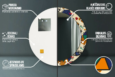 Espelho decorativo redondo Estilo pop art