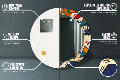 Espelho decorativo redondo Estilo pop art