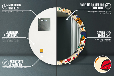 Espelho decorativo redondo Estilo pop art