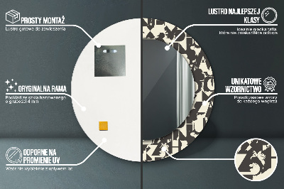 Espelho decorativo redondo Tipografia abstrata