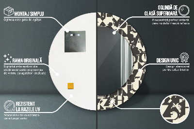 Espelho decorativo redondo Tipografia abstrata