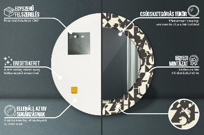 Espelho decorativo redondo Tipografia abstrata