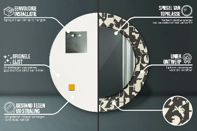 Espelho decorativo redondo Tipografia abstrata