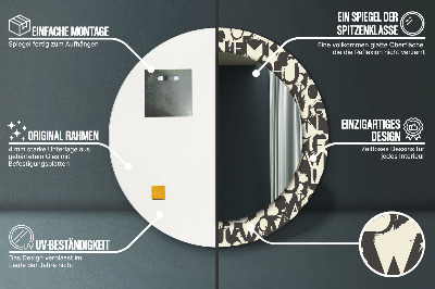 Espelho decorativo redondo Tipografia abstrata