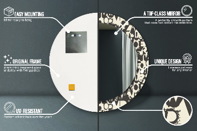 Espelho decorativo redondo Tipografia abstrata