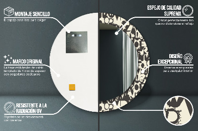 Espelho decorativo redondo Tipografia abstrata