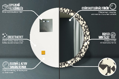 Espelho decorativo redondo Tipografia abstrata